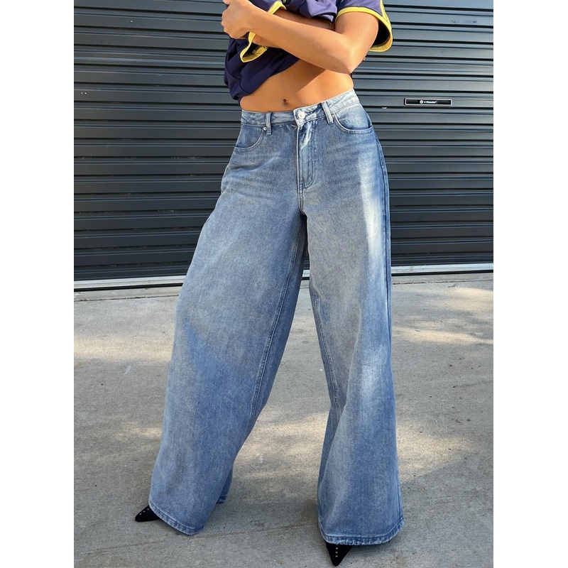 Naylor Wide Leg Jeans Light Wash Denim