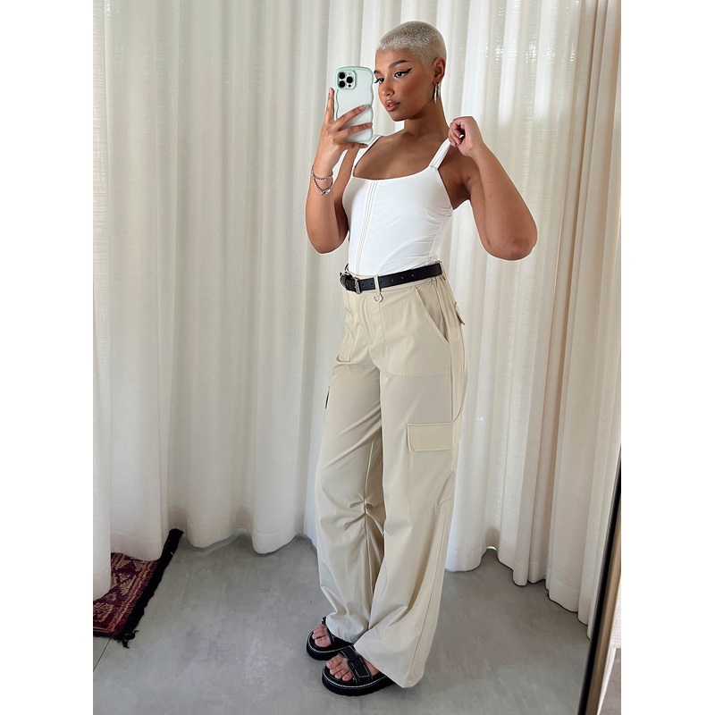 Pegley Nylon Cargo Pants Beige
