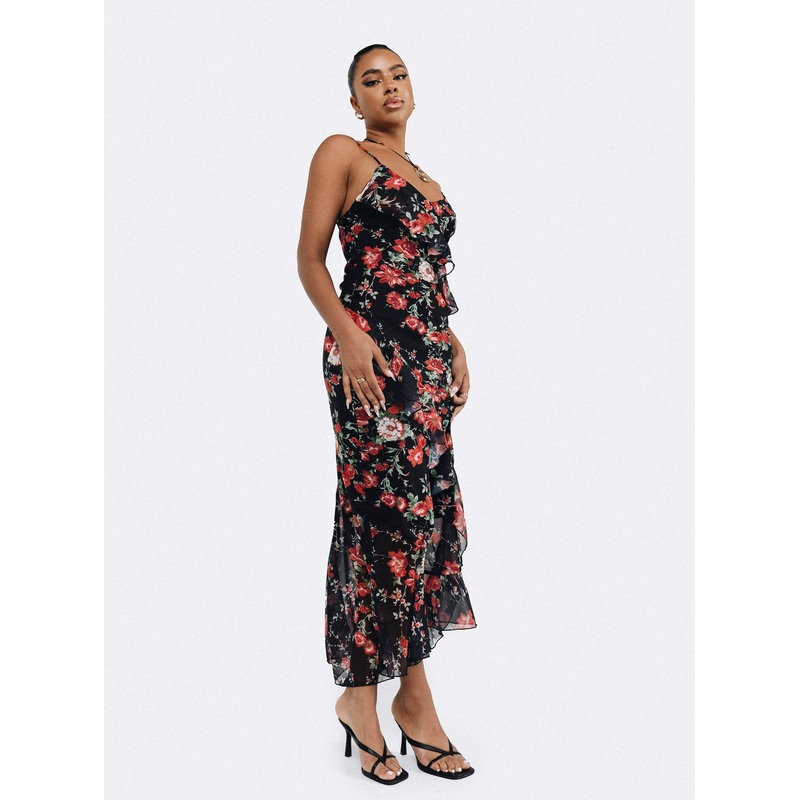 Ellian Maxi Dress Black / Multi
