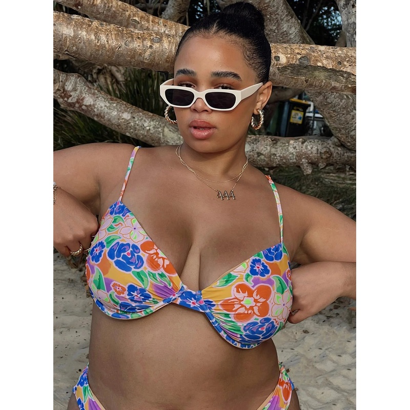 Ellie Bikini Top Multi Floral Curve