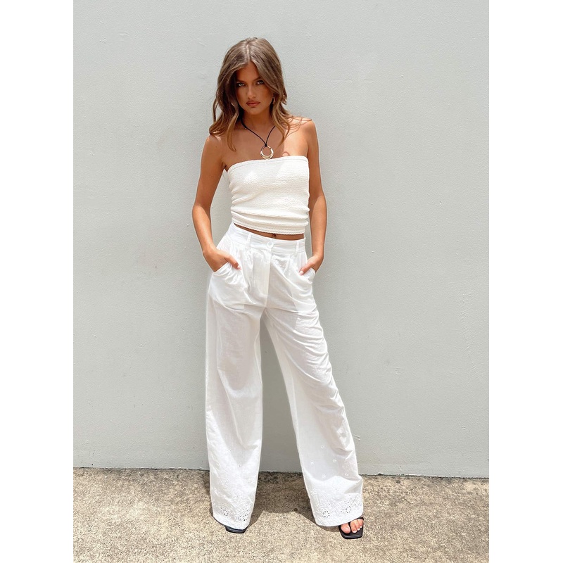 Archer Pants White Anglaise
