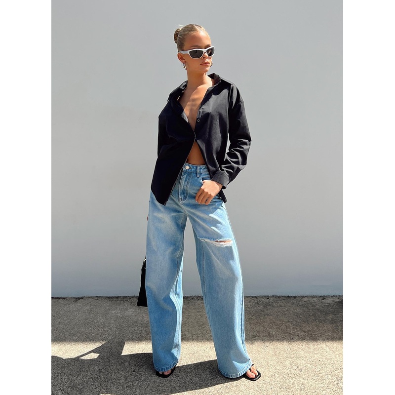 Beale Wide Leg Jeans Mid Wash Denim