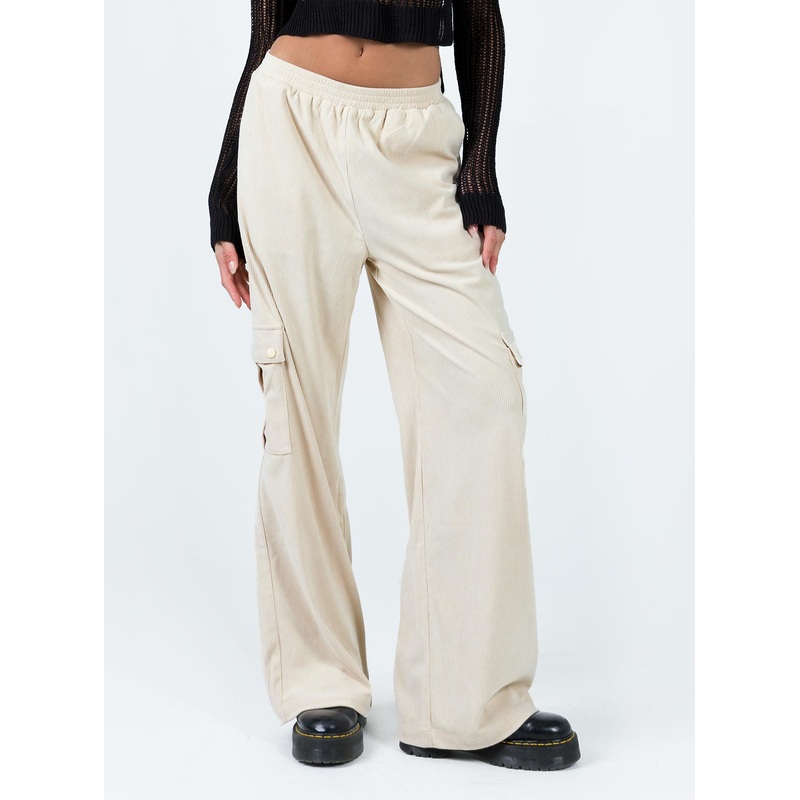Lista Cord Elastic Pocket Pants Beige