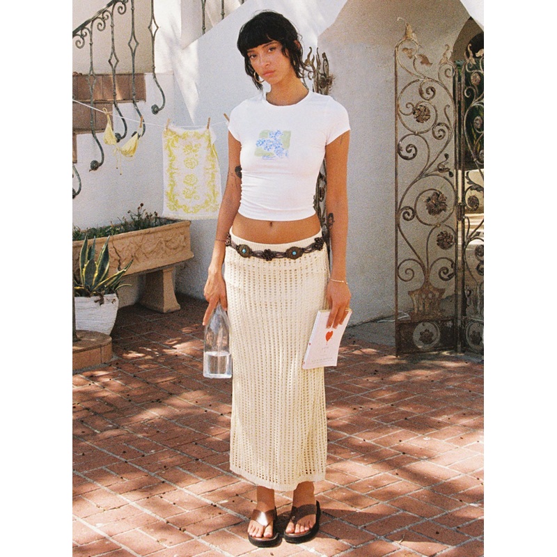 Mavie Knit Skirt Beige