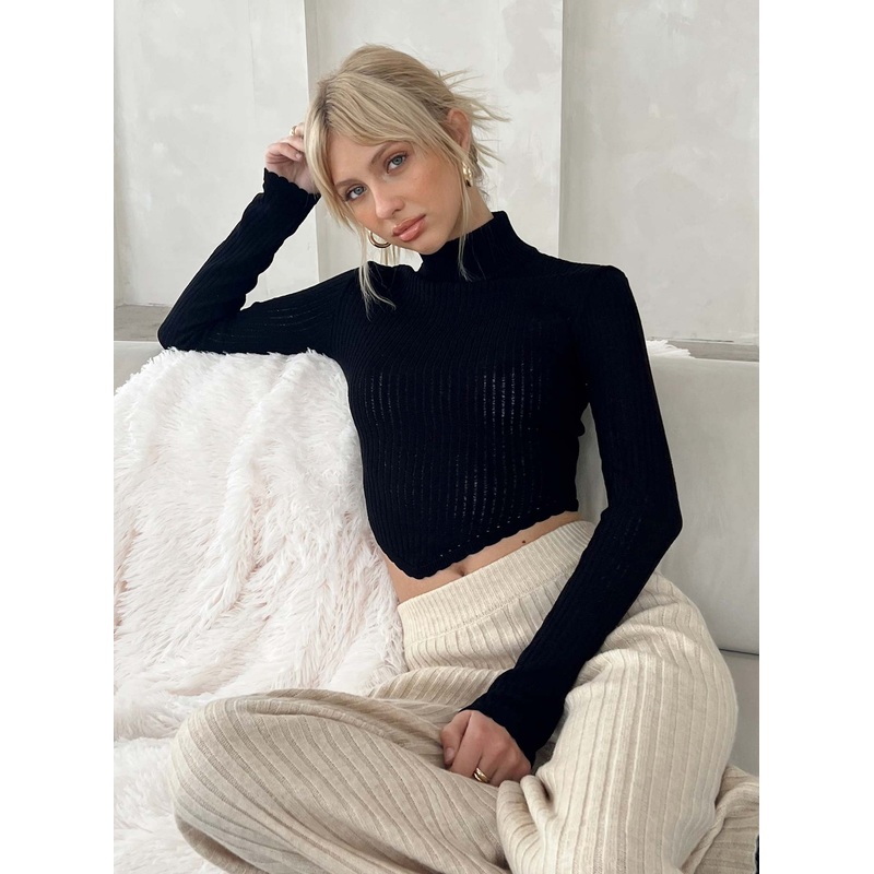 Pennard Turtleneck Long Sleeve Top Black