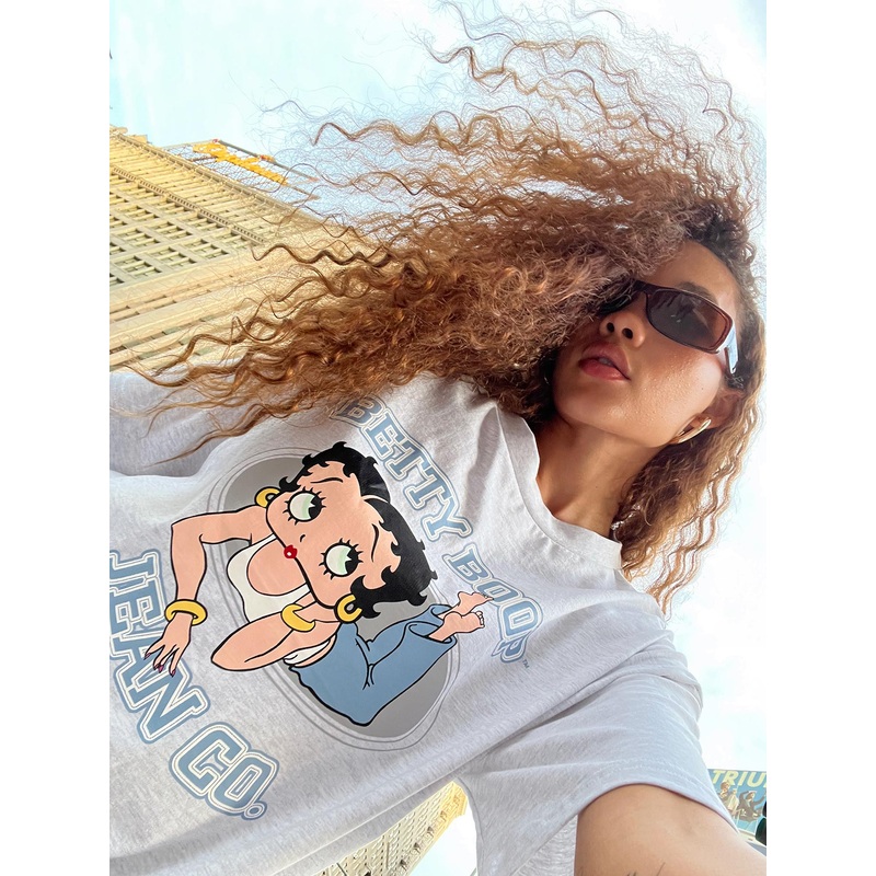 Betty Boop Jean Oversized Tee Grey