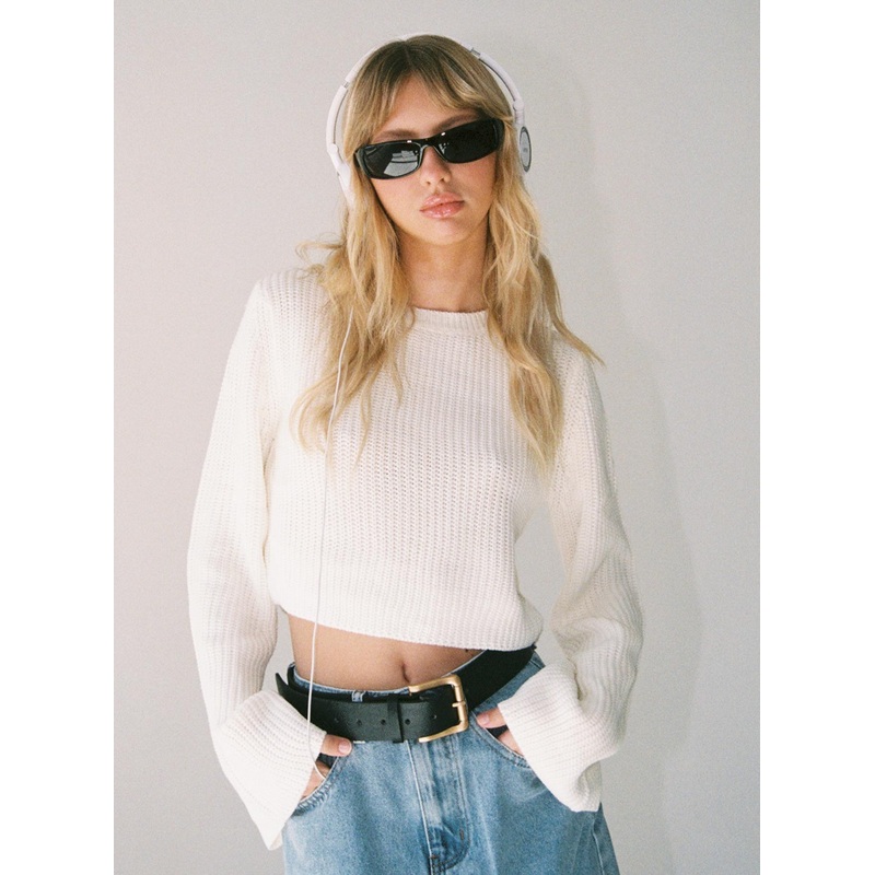 Coastline Cropped Jumper White