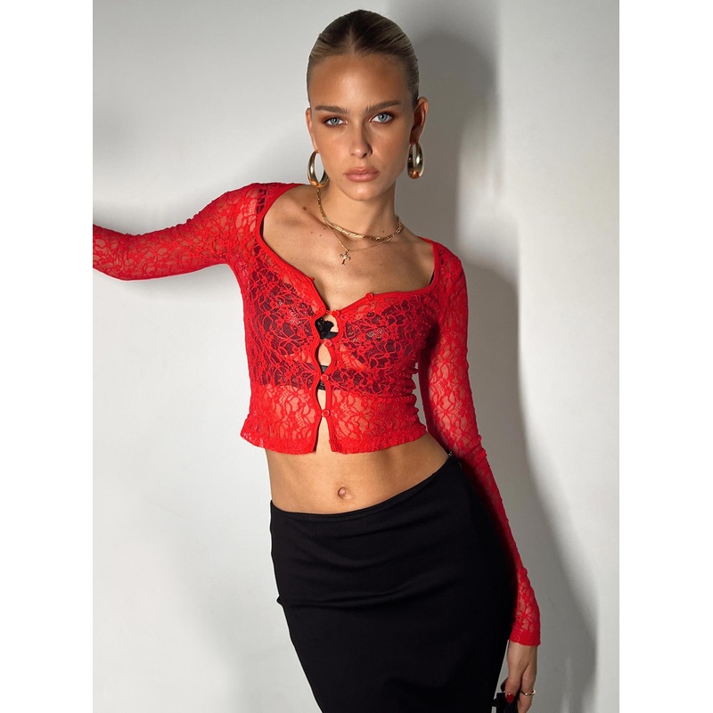 Kenar Long Sleeve Top Red