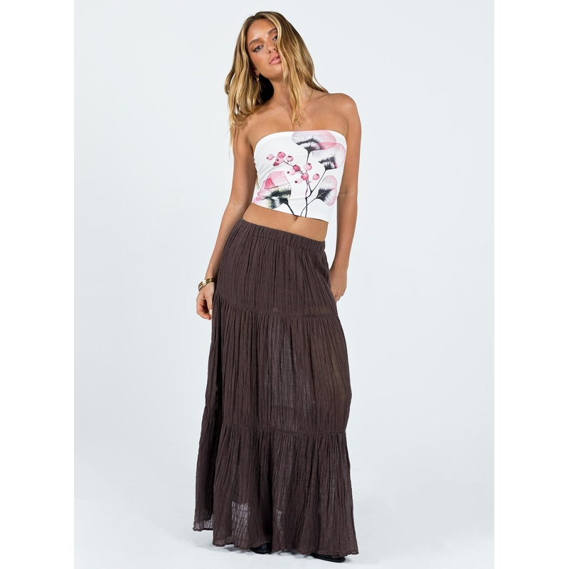 Gilchrist Low Rise Maxi Skirt Brown