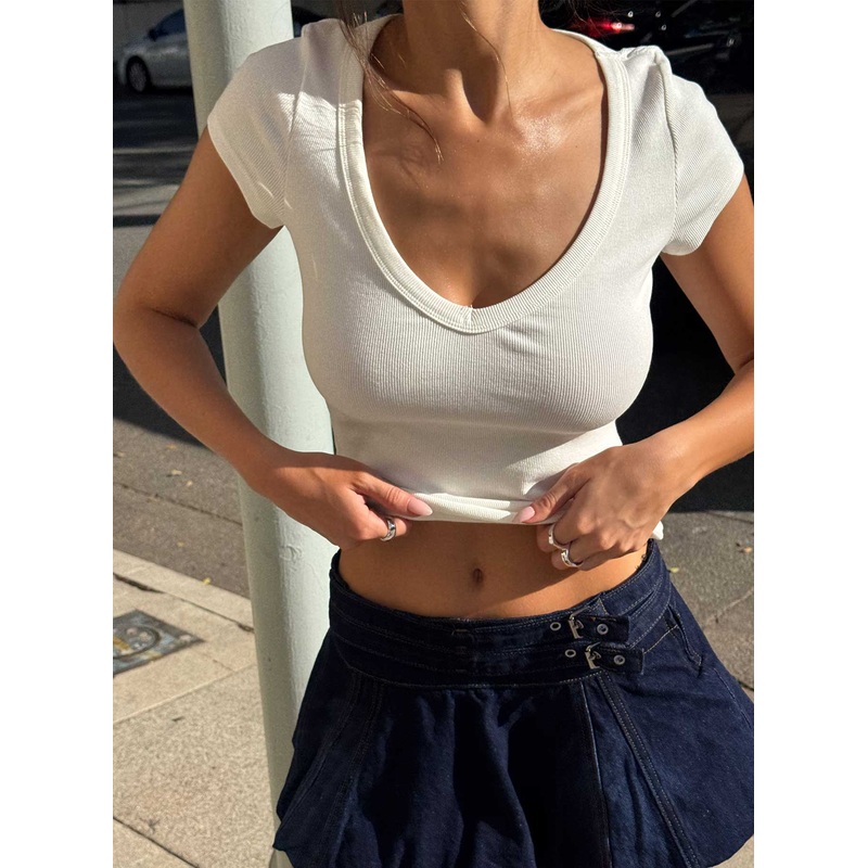 Lovely Day V Neck Top White