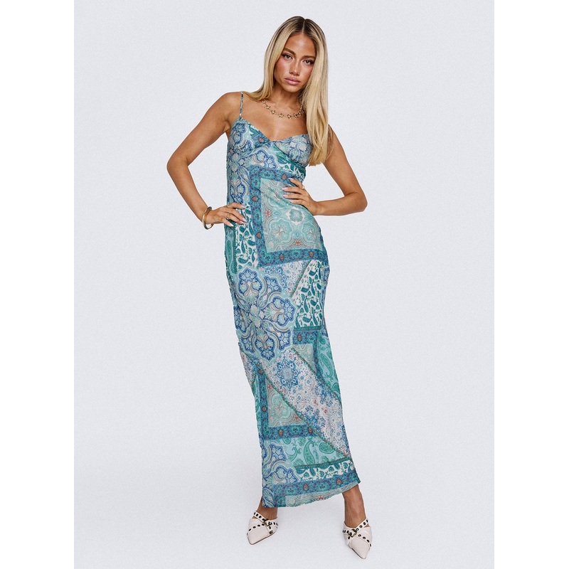 Sugar Plum Maxi Dress Blue Paisley