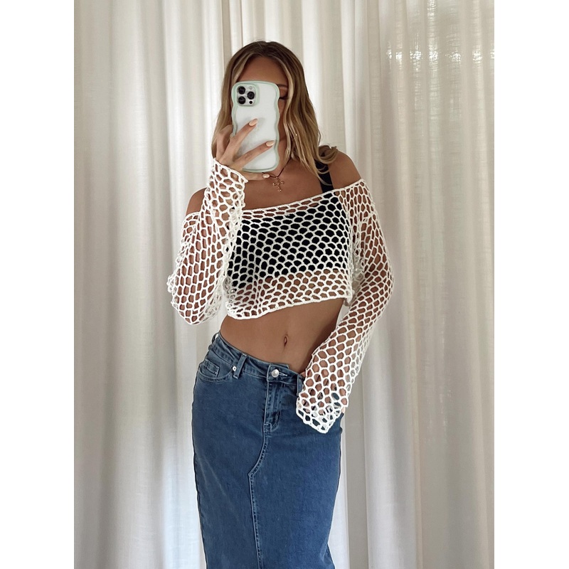Toscan Crochet Sweater Cream