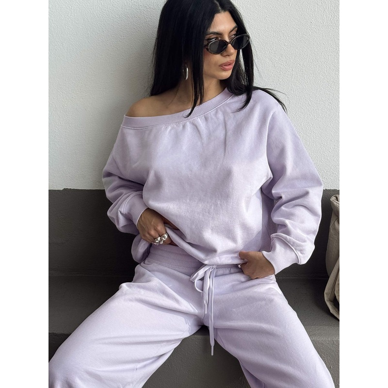 Wellness Off The Shoulder Jumper Washed Lavender