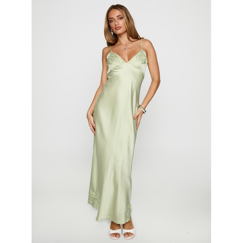 Cyrielle Embroidered Maxi Dress Sage
