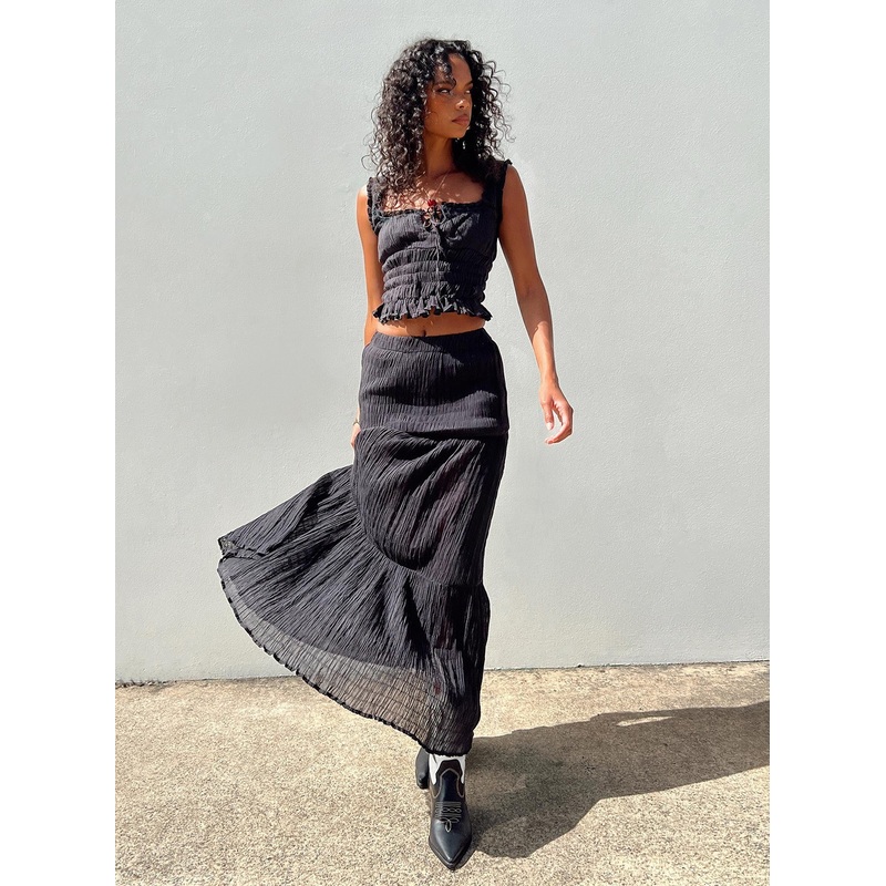 Gilchrist Low Rise Maxi Skirt Black