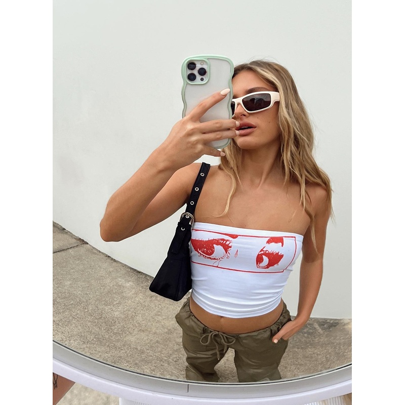 Horror Eyes Tube Top White / Red
