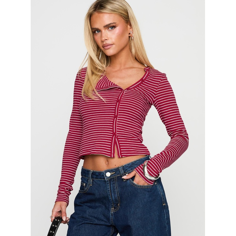 Passoni Long Sleeve Top Red / White Stripe