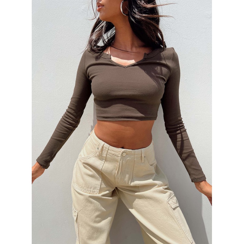 Laurina Long Sleeve Top Brown