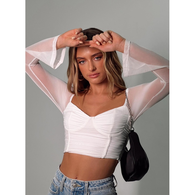 Olivian Long Sleeve Top White