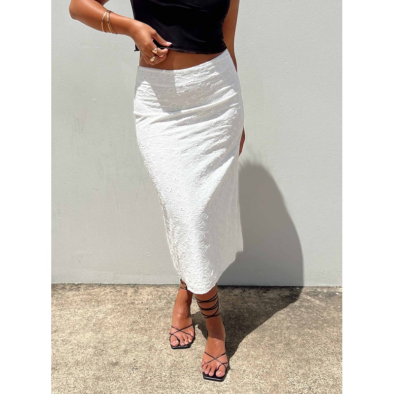 Reilly Midi Skirt White