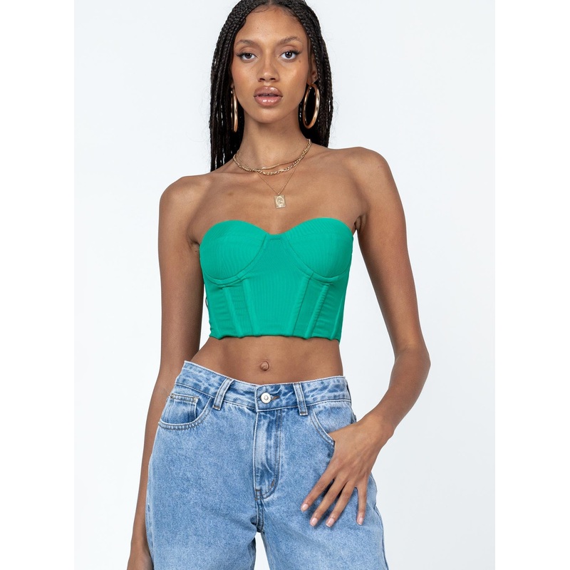 Endless Love Mesh Corset Top Green