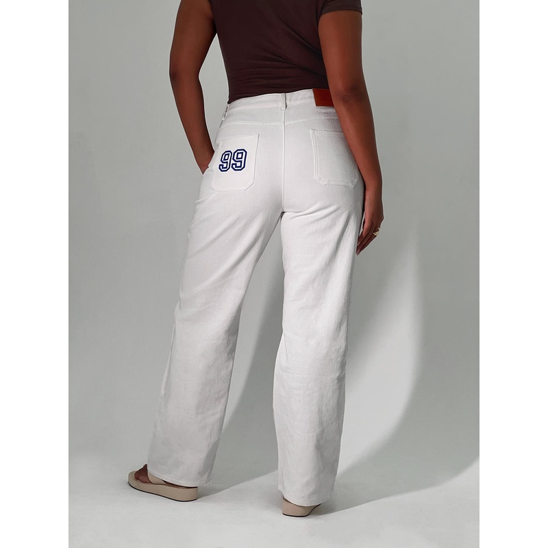 Garza Wide Leg Jeans White Denim