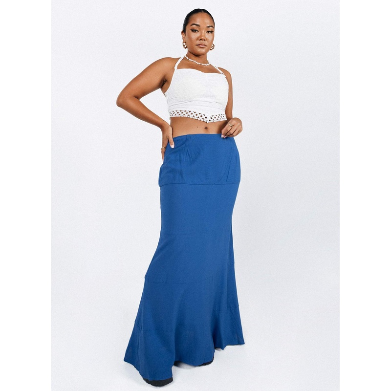 Gylda Mid Rise Maxi Skirt Blue