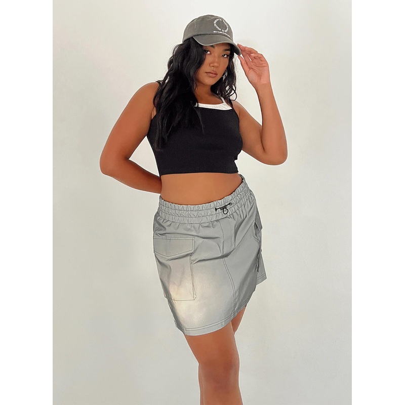 Leyana Cargo Mini Skirt Grey