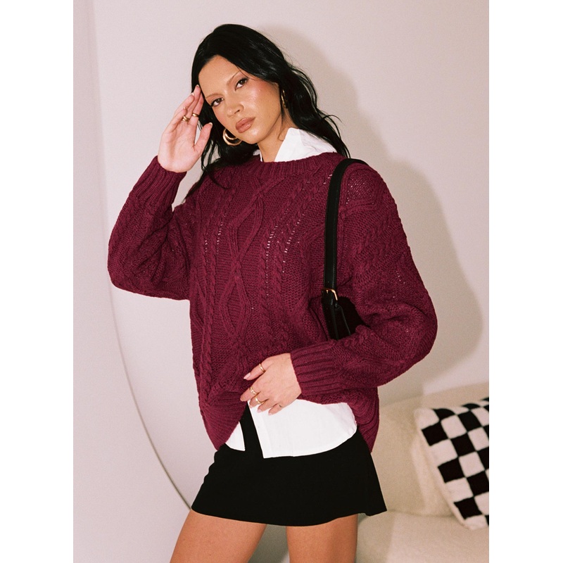 Anaya Oversized Sweater Burgundy