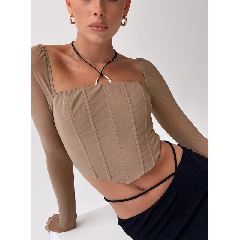 Beverly Long Sleeve Top Beige