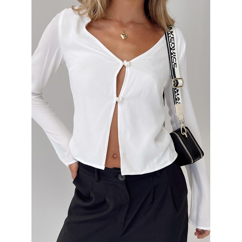 Carmaine Long Sleeve Top White