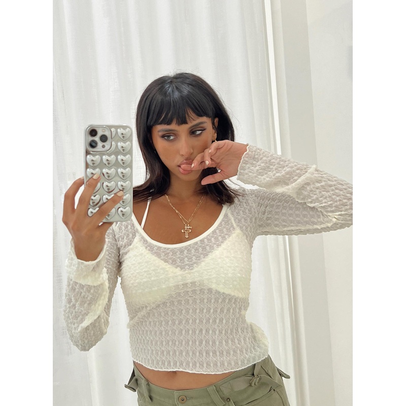 Lyner Long Sleeve Top Off White