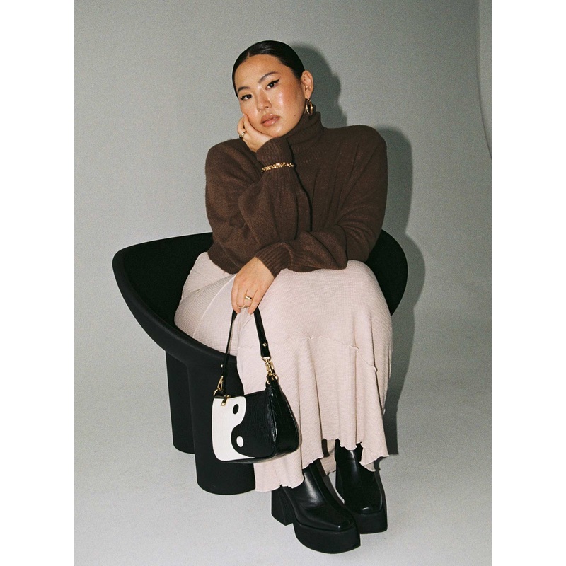 Zahara Cropped Turtleneck Sweater Brown Curve