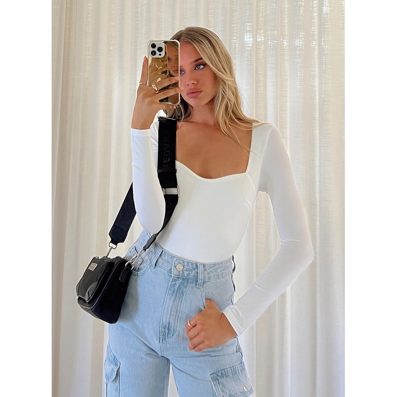 Alberta Long Sleeve Bodysuit White