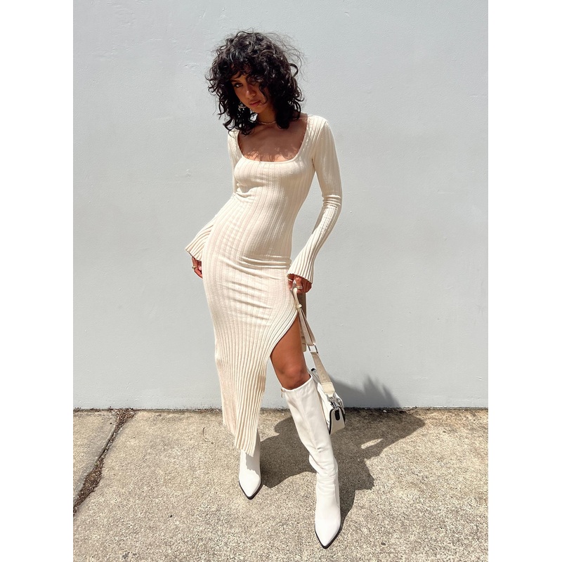 Barossa Long Sleeve Midi Dress Cream
