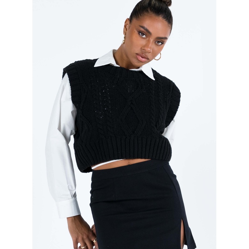 Carey Knit Vest Black