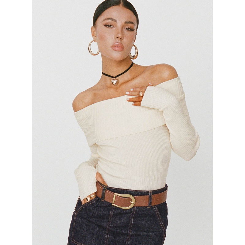 Morley Off Shoulder Sweater Cream