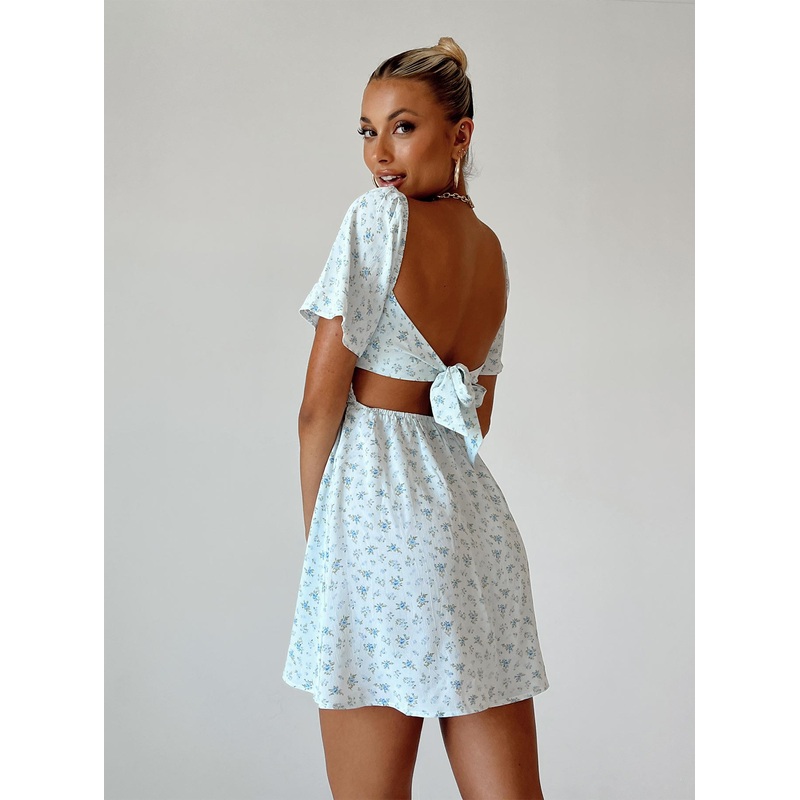 Summer Nights Mini Dress Blue Floral