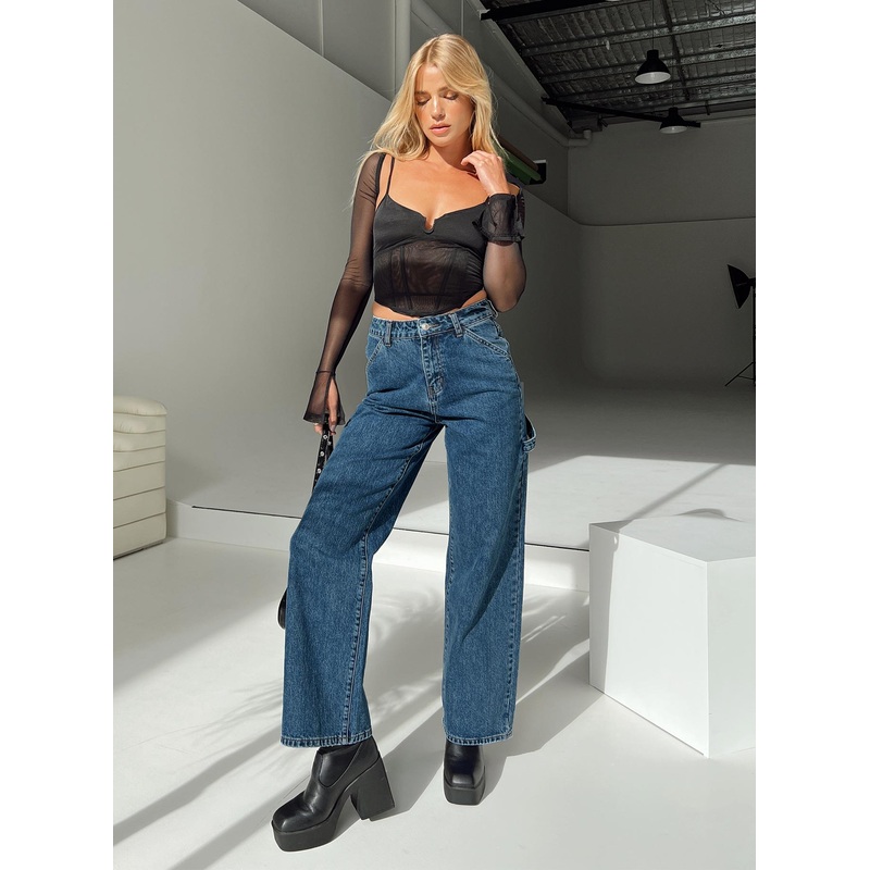 Dina Straight Leg Jeans Dark Wash Denim
