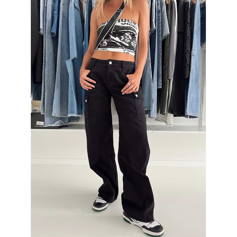 Kylee Cargo Jeans Black