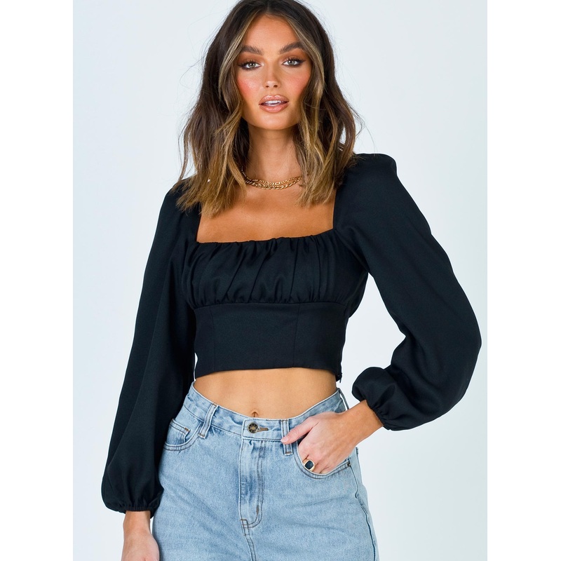 Ariah Long Sleeve Top Black