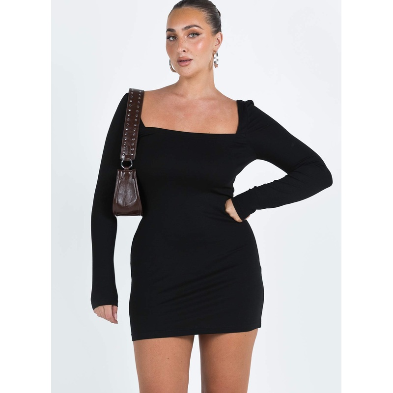 Browder Long Sleeve Mini Dress Black