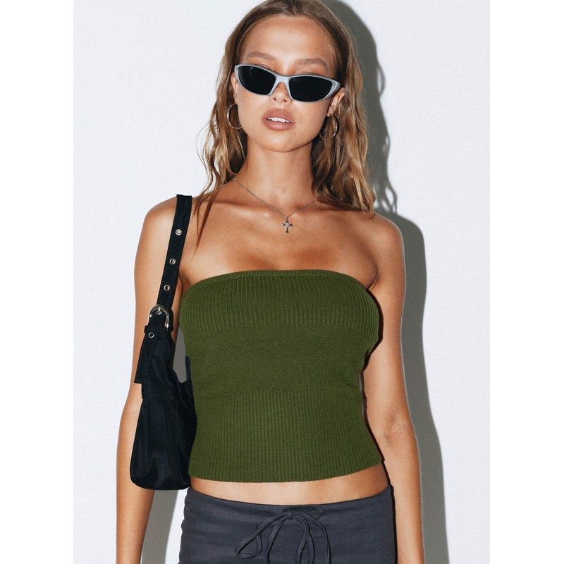 Currin Knit Tube Top Green