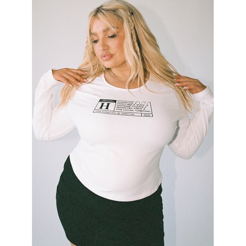 Horror Night Long Sleeve Top White Curve