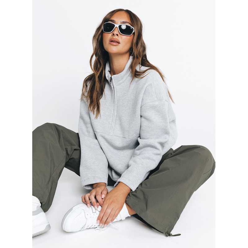 Jaimi Quarter Zip Sweater Grey Marle