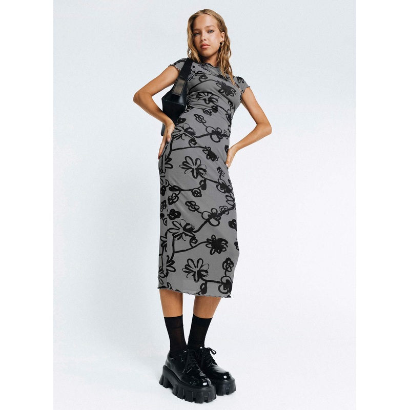 Maruza Midi Dress Grey Floral