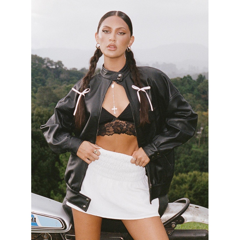 Nima Faux Leather Jacket Black