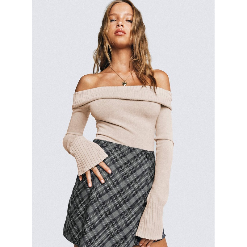 Savani Off The Shoulder Bodysuit Beige