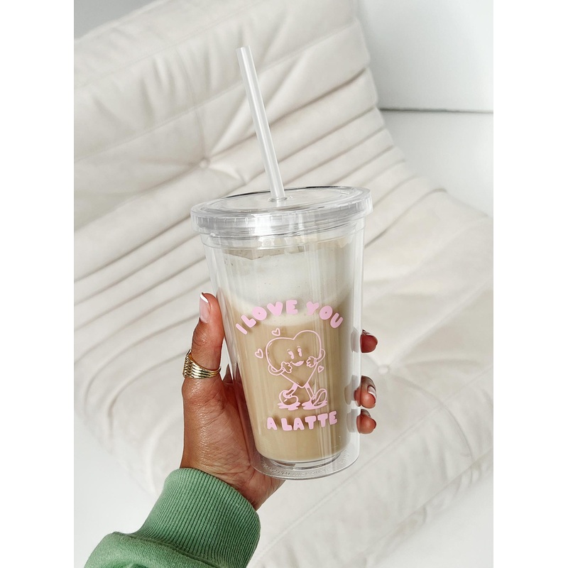 I Love You A Latte Iced Coffee Tumbler Clear / Pink