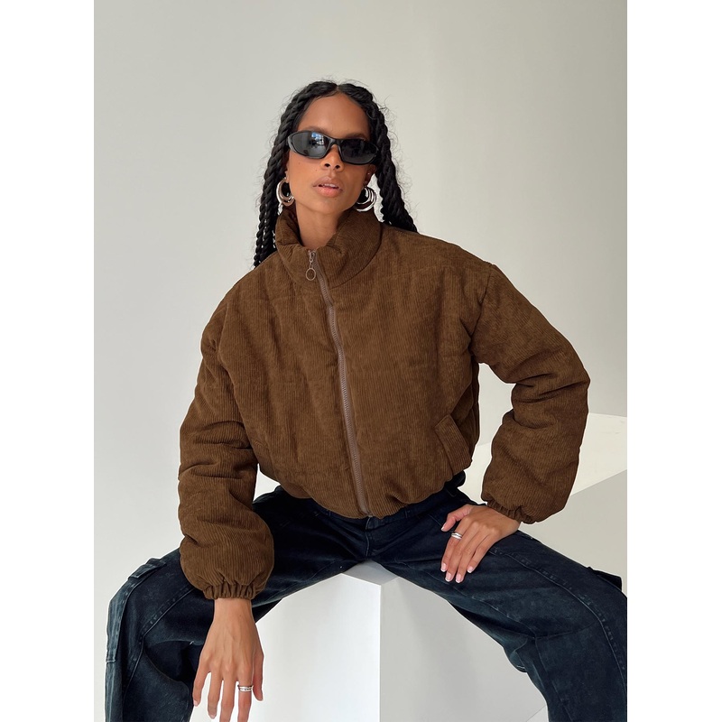 Mccloud Corduroy Puffer Jacket Brown